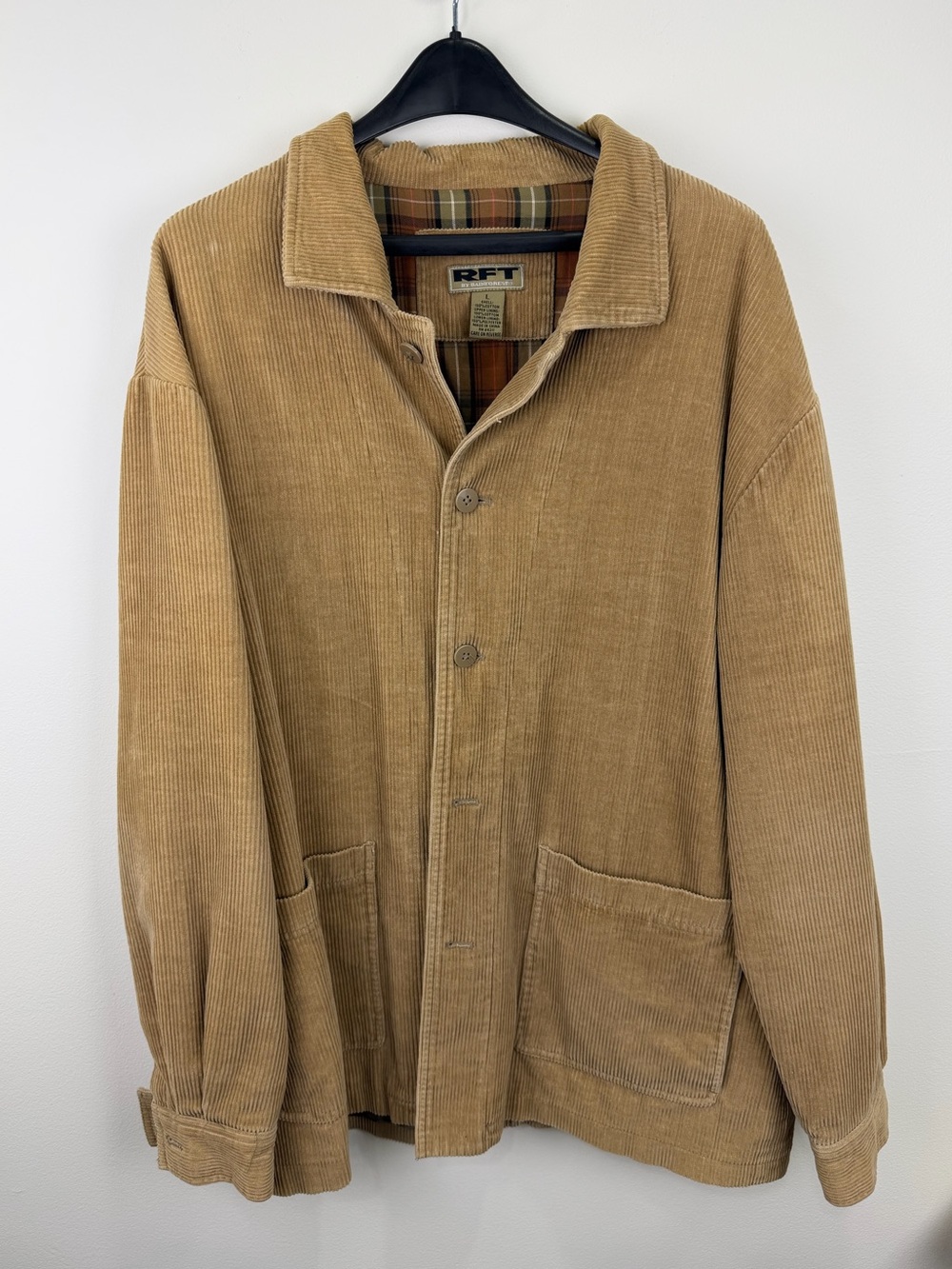 RFT Rainforest Corduroy Shacket Chore Jacket Plaid Lined Men’s L